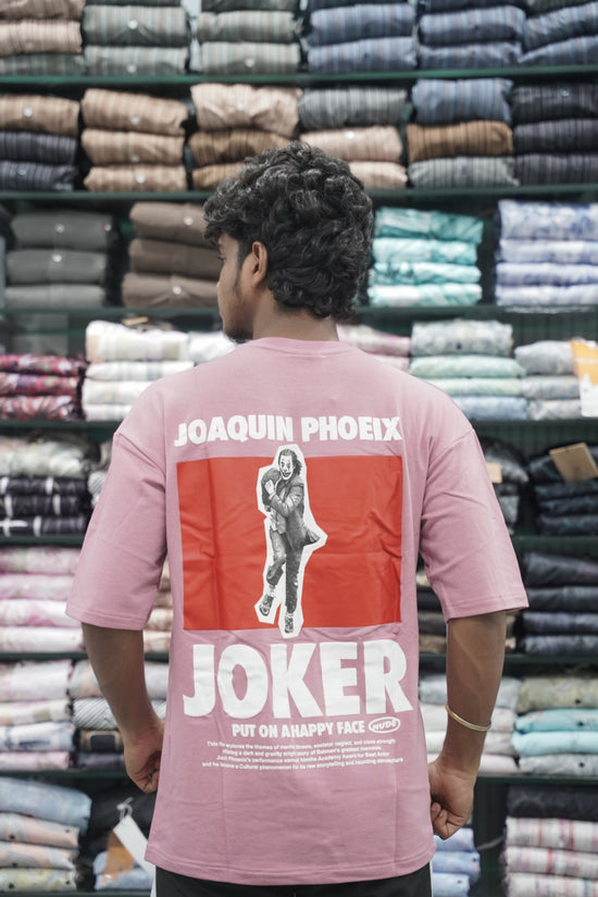 Mens Five Sleeve Back Printed JOKER Oversize T-Shirt - Purple