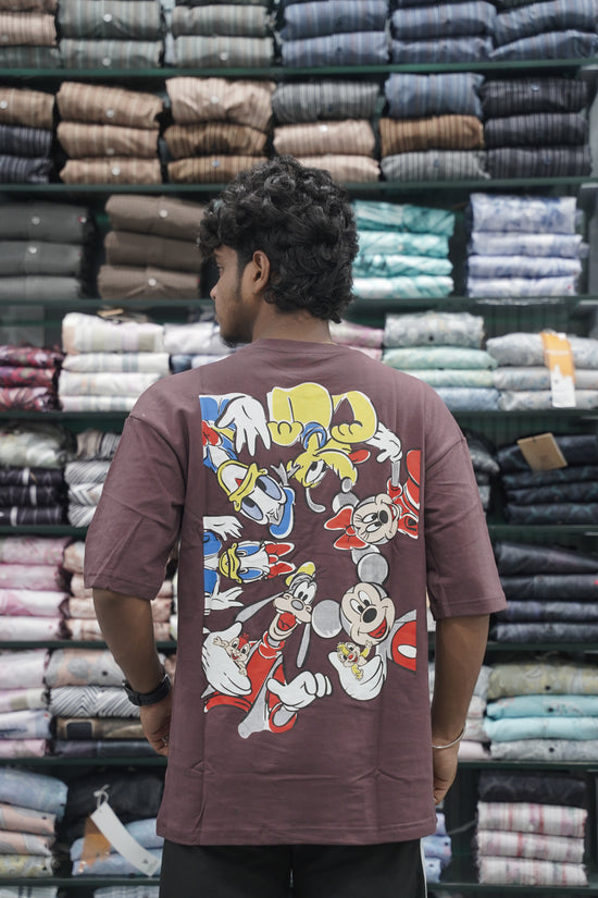 Mens Five Sleeve Back Printed MICKEY Oversize T-Shirt - Brown-7 Man