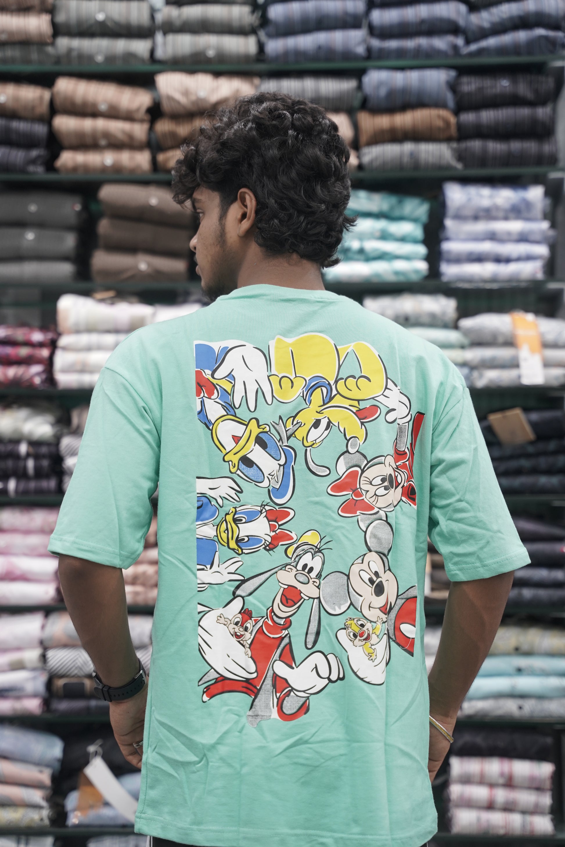 Mens Five Sleeve Back Printed MICKEY Oversize T-Shirt - Ramar Green-7 Man
