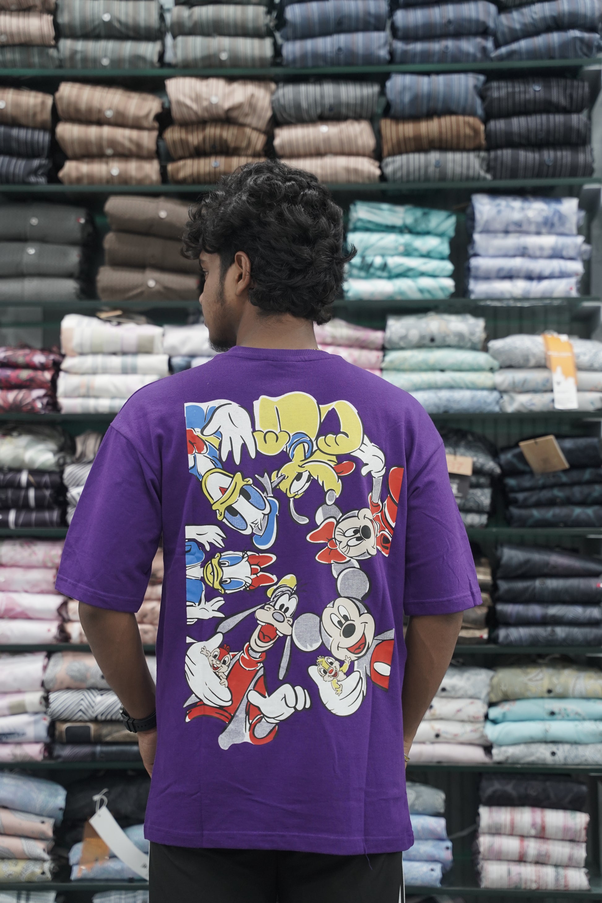 Mens Five Sleeve Back Printed MICKEY Oversize T-Shirt - Violet-7 Man