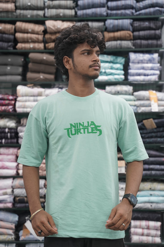 Mens Five Sleeve Back Printed NINJA Oversize T-Shirt - Ramar Green-7 Man