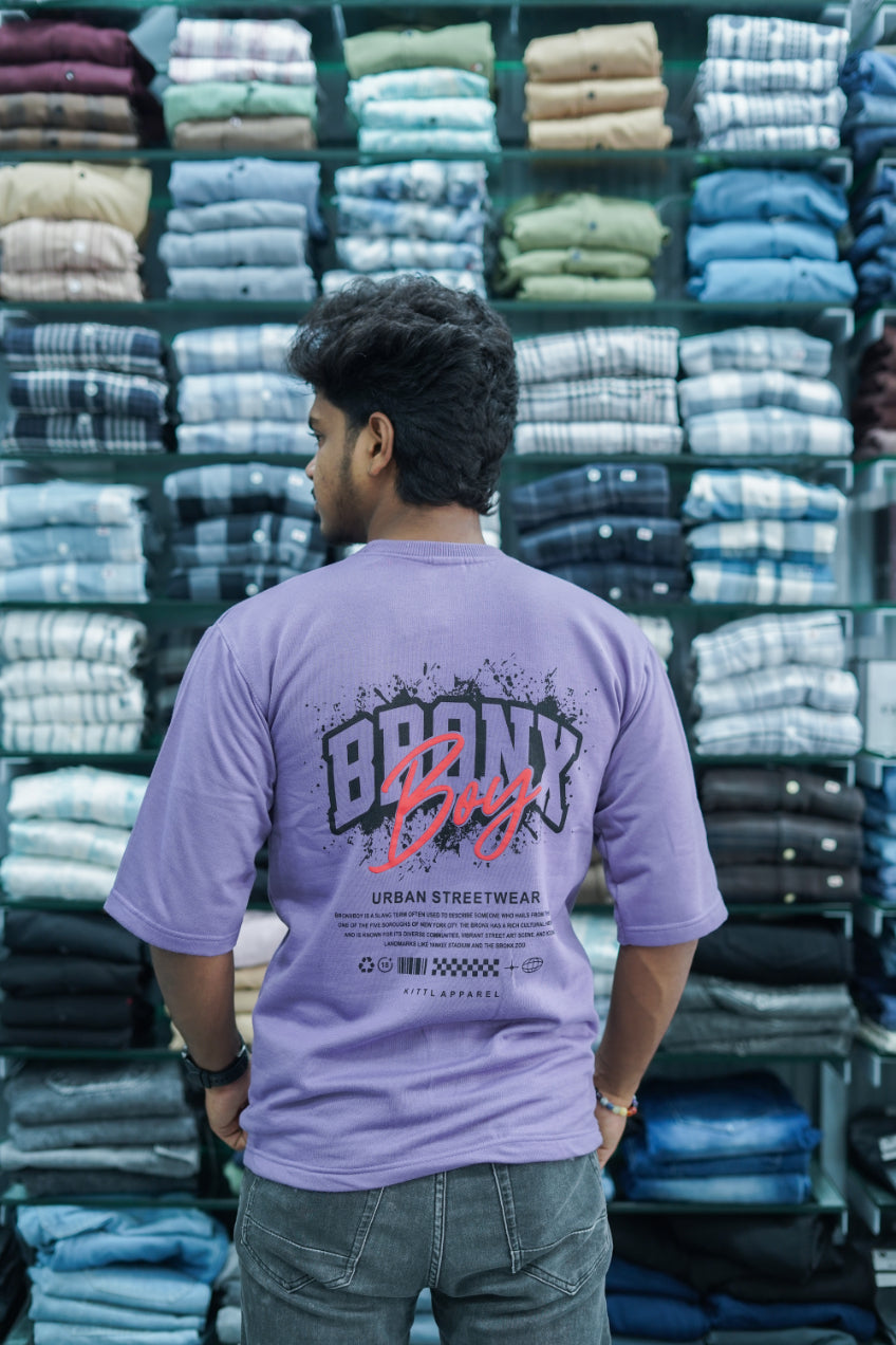 Mens Five Sleeve BOY Back Printed Oversize T-Shirt - Violet-7 Man