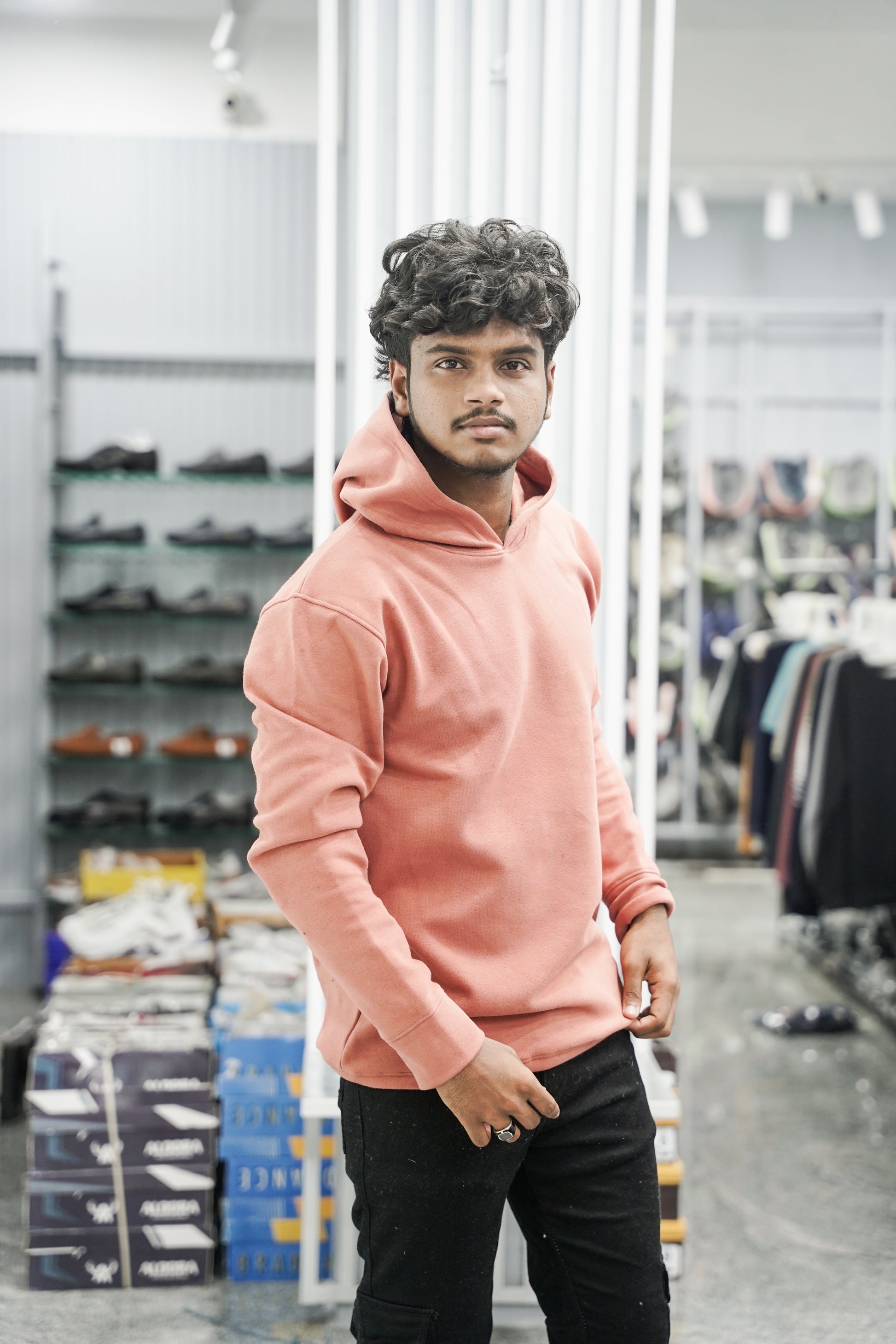 Mens Full Sleeve Plain Sweatshirts & Hoodies - Peach
