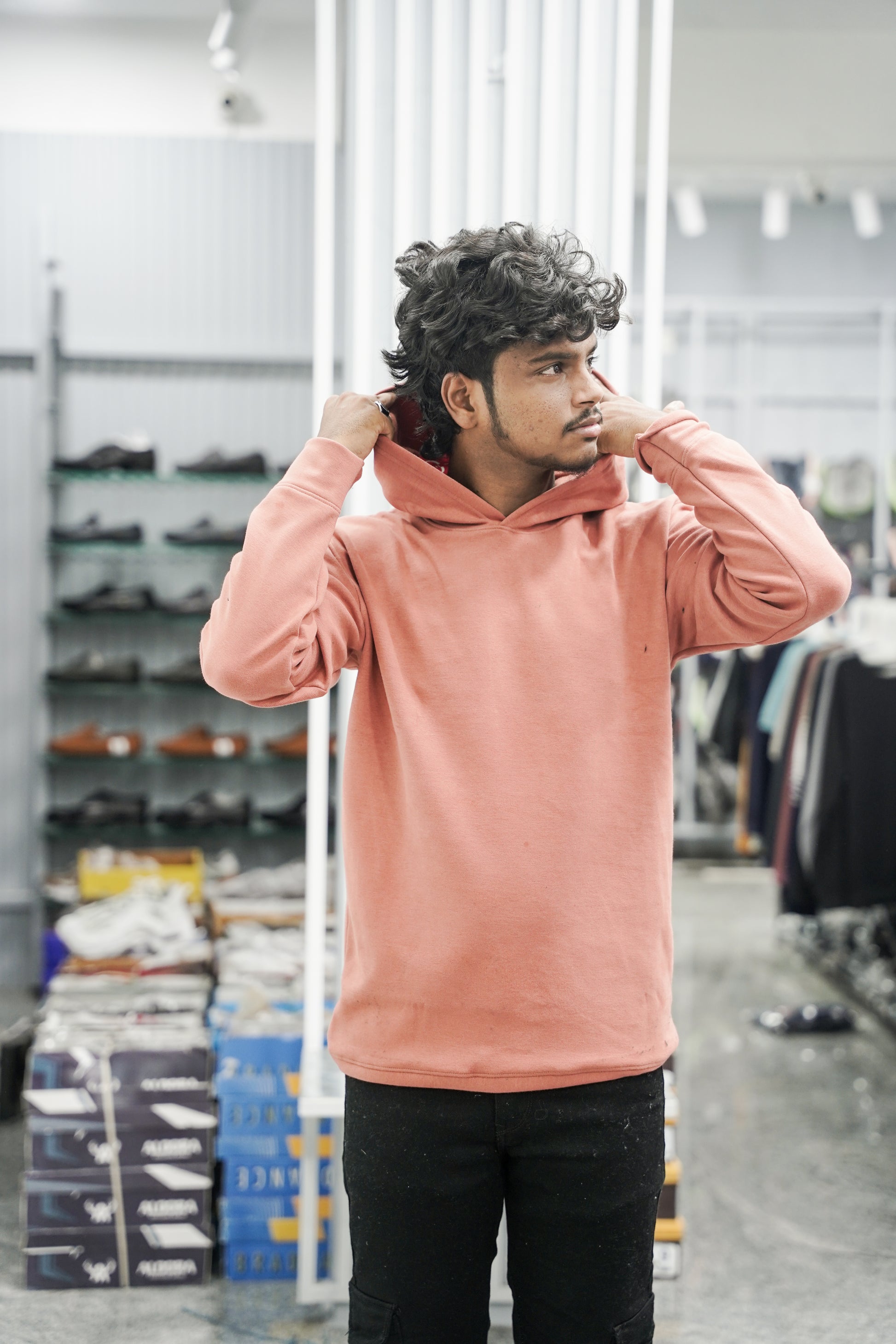 Mens Full Sleeve Plain Sweatshirts & Hoodies - Peach