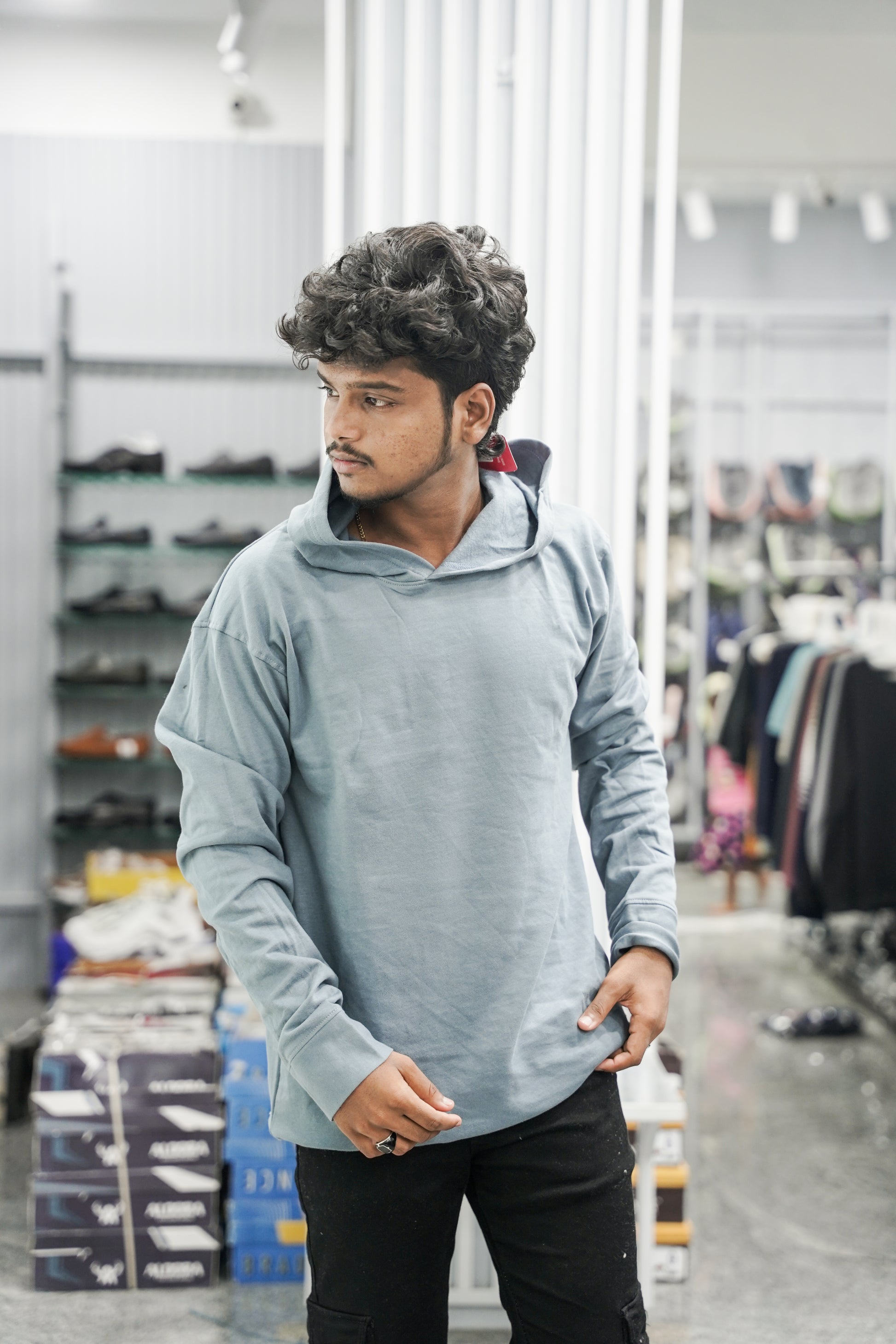 Mens Full Sleeve Plain Sweatshirts & Hoodies - Ash