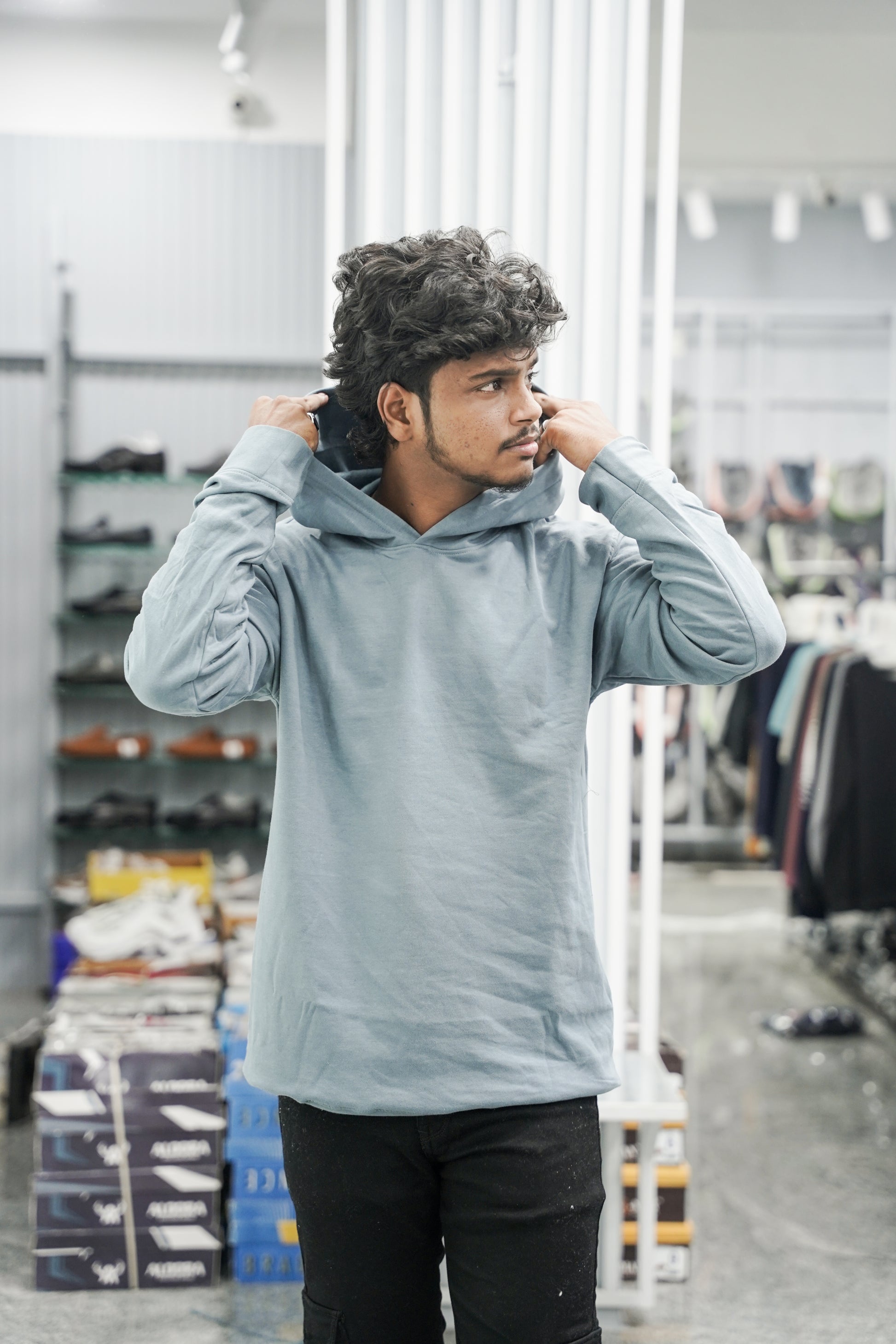 Mens Full Sleeve Plain Sweatshirts & Hoodies - Ash