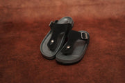 Men’s Grey & Black Leather Buckle Sandals with Brown Sole – Stylish & Comfortable-7 Man