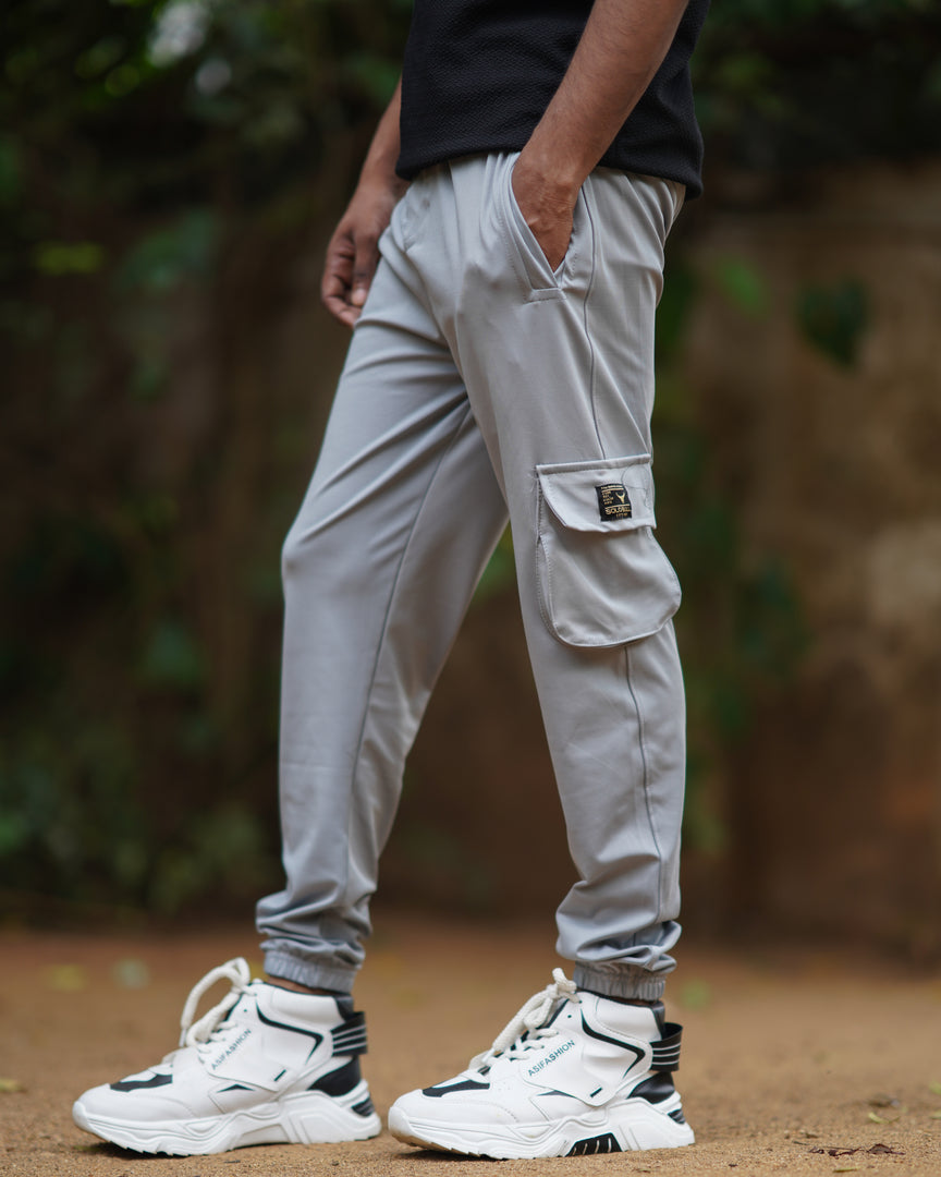 MENS LYCRA CARGO PANT WITH DOUBLE POCKET-ASH-Cargo Pant-7 Man