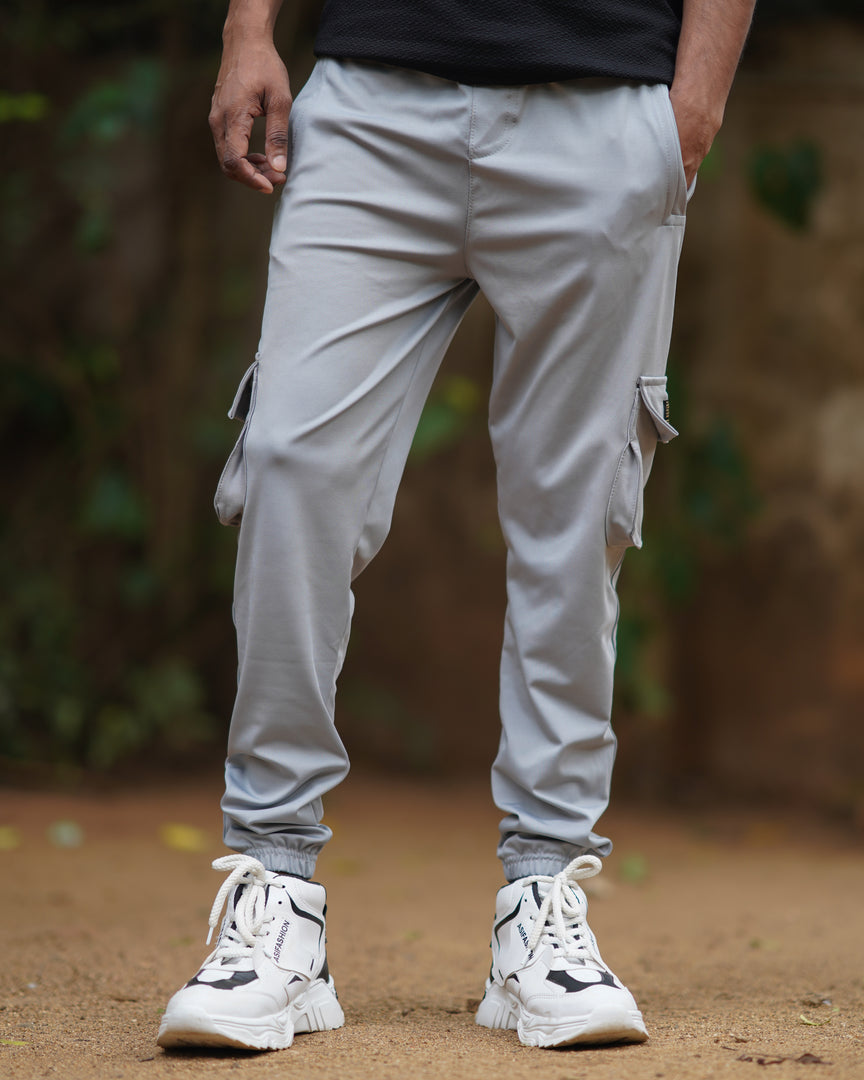 MENS LYCRA CARGO PANT WITH DOUBLE POCKET-ASH-Cargo Pant-7 Man