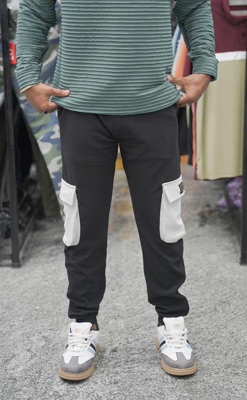Men’s Ottoman Cargo and Jogger Pants with Utility Pockets - Black-7 Man