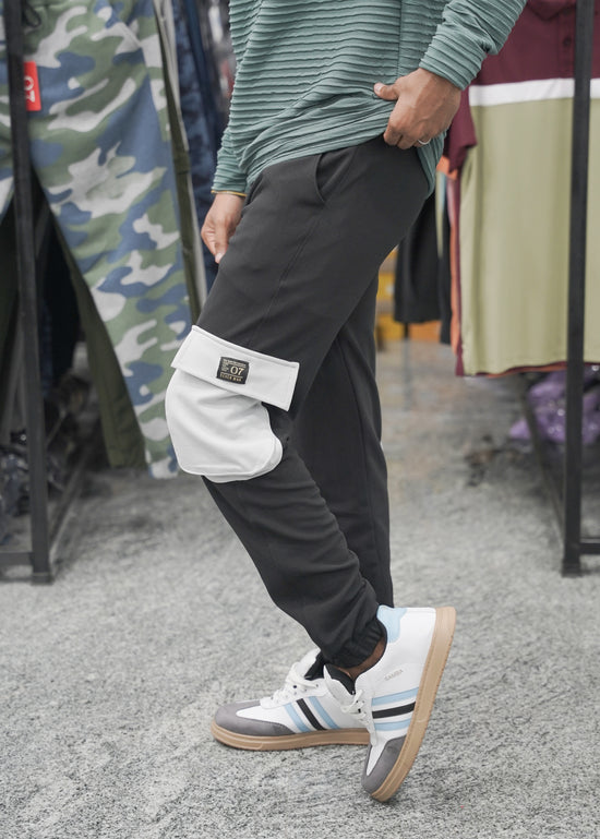 Men’s Ottoman Cargo and Jogger Pants with Utility Pockets - Black-7 Man