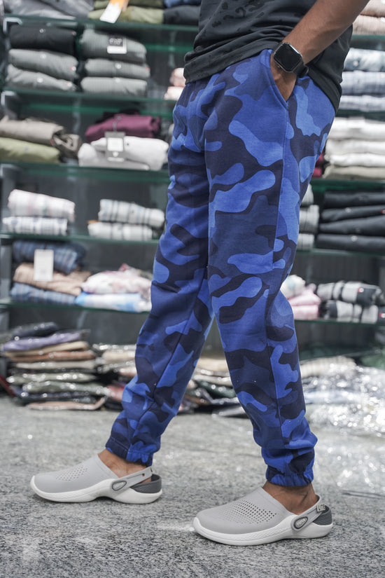 Men's Slim Fit Cotton Joggers Military Track Pant - Indian Blue-7 Man