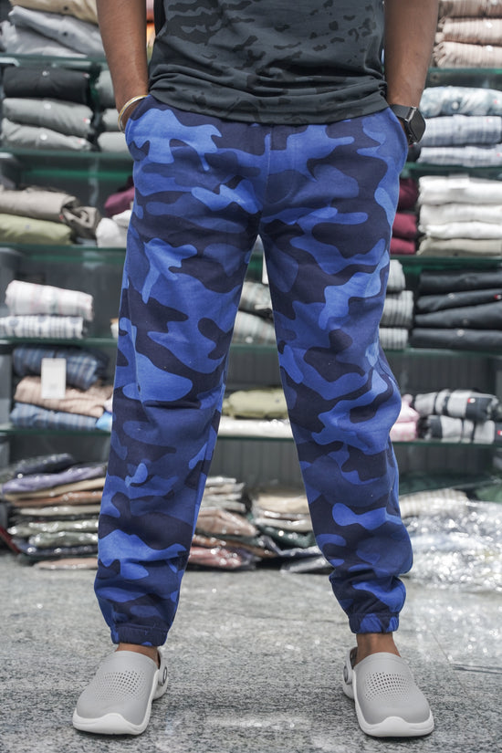 Men's Slim Fit Cotton Joggers Military Track Pant - Indian Blue-7 Man