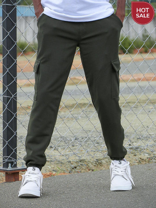 Men's Stylish Regular Fit Cargo Pant - MEHANDHI GREEN-7 Man