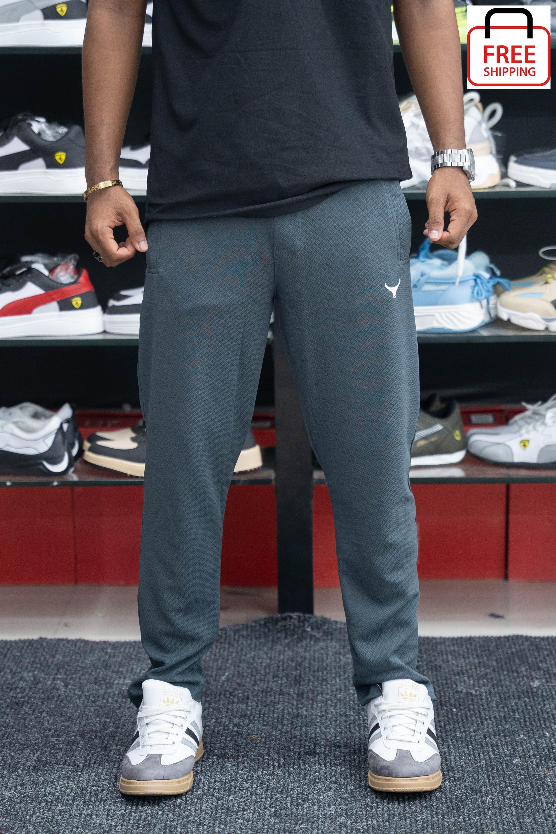Men's Stylish Regular Fit Popcorn Cargo Track Pant - Grey-7 Man