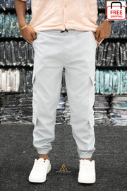 Regular Fit Mens New Tape Cargo Track Pant - Ash-7 Man