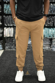 Regular Fit Mens New Tape Cargo Track Pant - Brown-7 Man