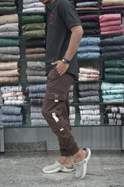 Regular Fit Mens New Tape Cargo Track Pant - Grpahe Shade-7 Man