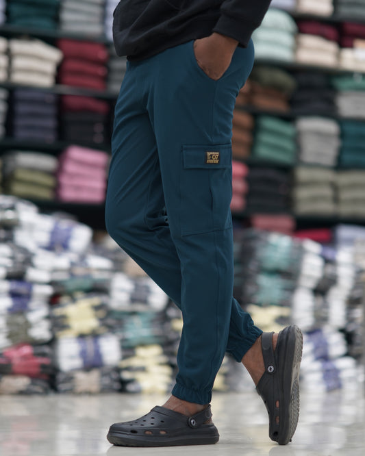 Regular Fit Mens Ottaman Cargo Track - BOTTLE GREEN-7 Man