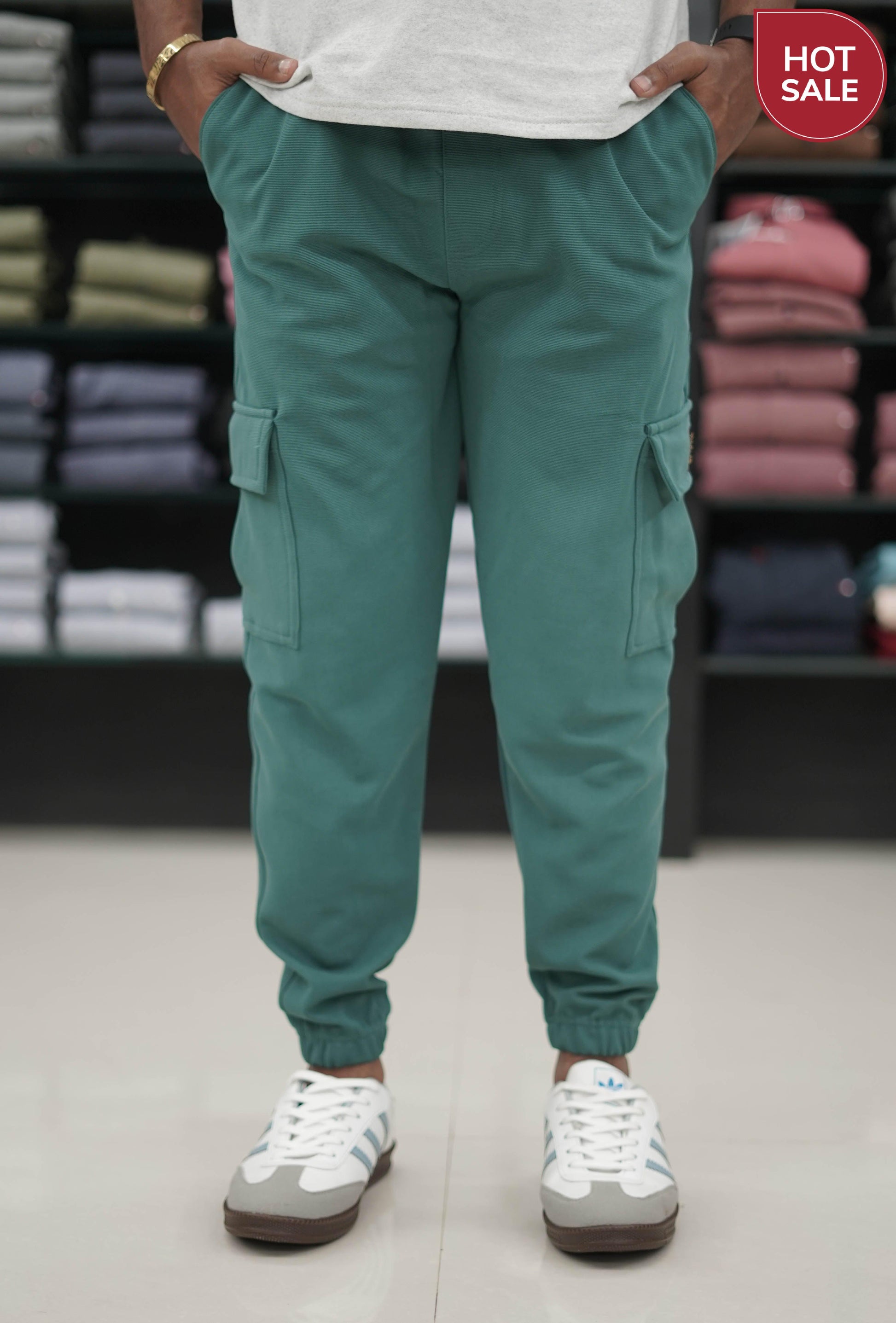 Men's Stylish Regular Fit Cargo Track Pant - Green
