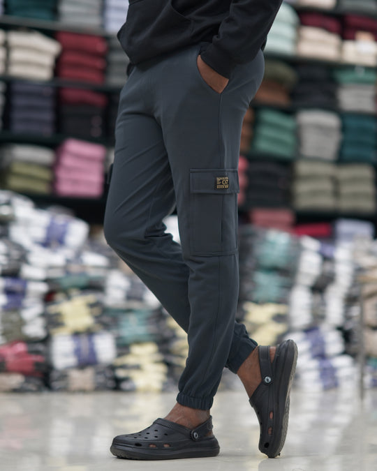 Ottaman Cargo Track Pants for Men – Utility Joggers & Streetwear - Dark Grey – alternate view – 7MAN India