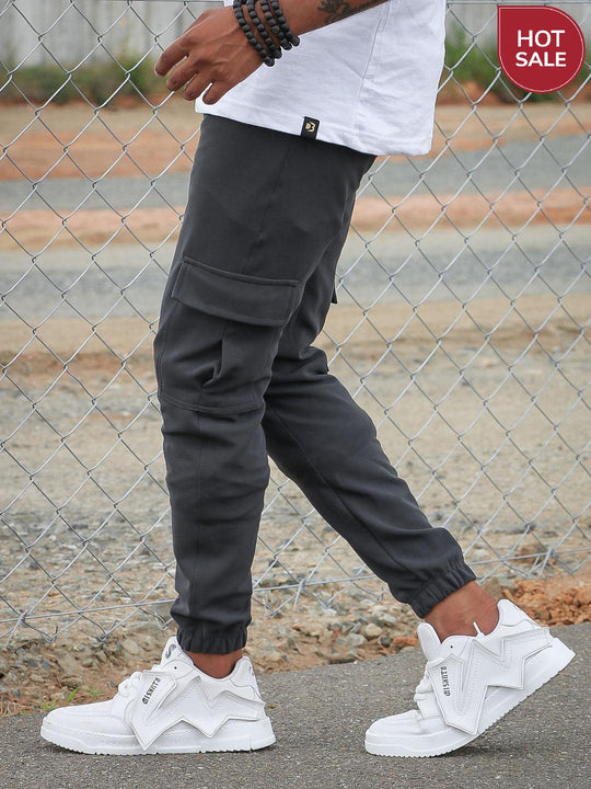 Ottaman Cargo Track Pants for Men – Utility Joggers & Streetwear - Dark Grey – 7MAN Men's Fashion India