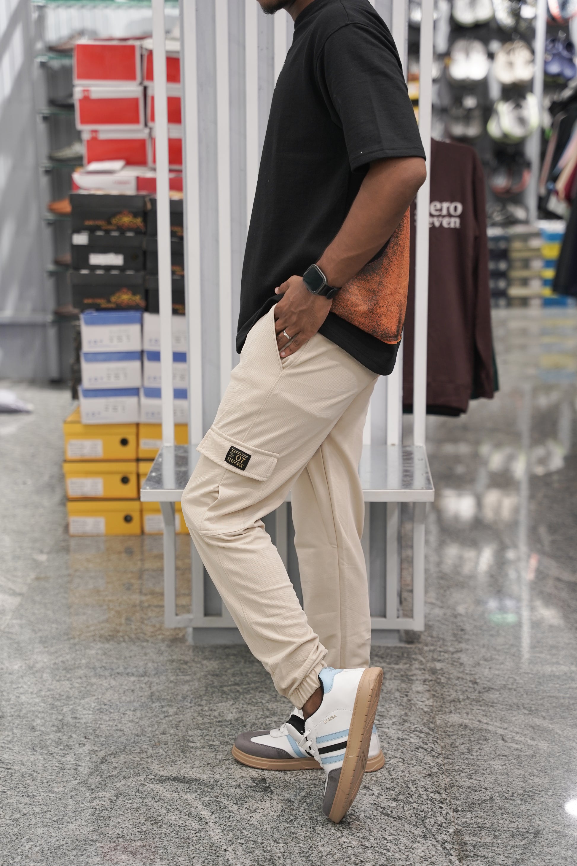 Regular Fit Mens Ottaman Cargo Track - Light Sandle-7 Man