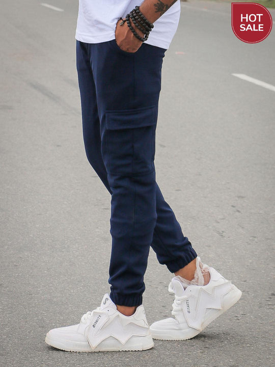 Ottaman Cargo Track Pants for Men – Utility Joggers & Streetwear - NAVY BLUE