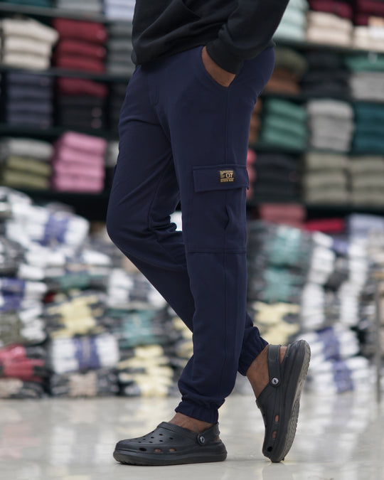 Ottaman Cargo Track Pants for Men – Utility Joggers & Streetwear - NAVY BLUE