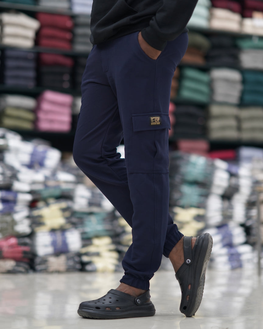 Ottaman Cargo Track Pants for Men  Utility Joggers  Streetwear  NAVY BLUE mens trending streetwear India 7Man