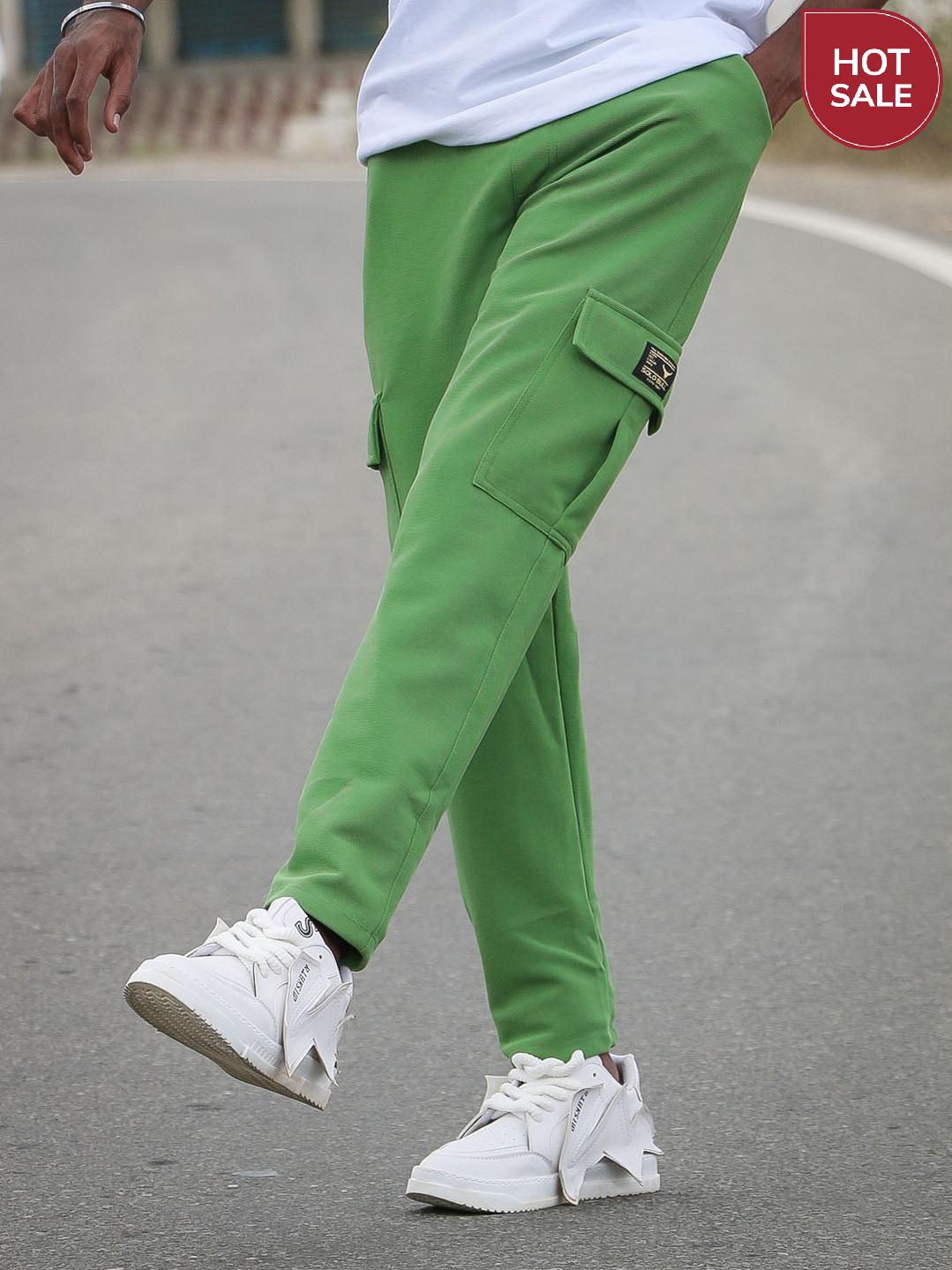 Regular Fit Mens Ottaman Cargo Track- PARROT GREEN-7 Man
