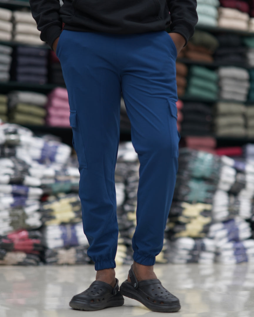 Ottaman Cargo Track Pants for Men – Utility Joggers & Streetwear - PETROL BLUE-Track Pant-7 Man