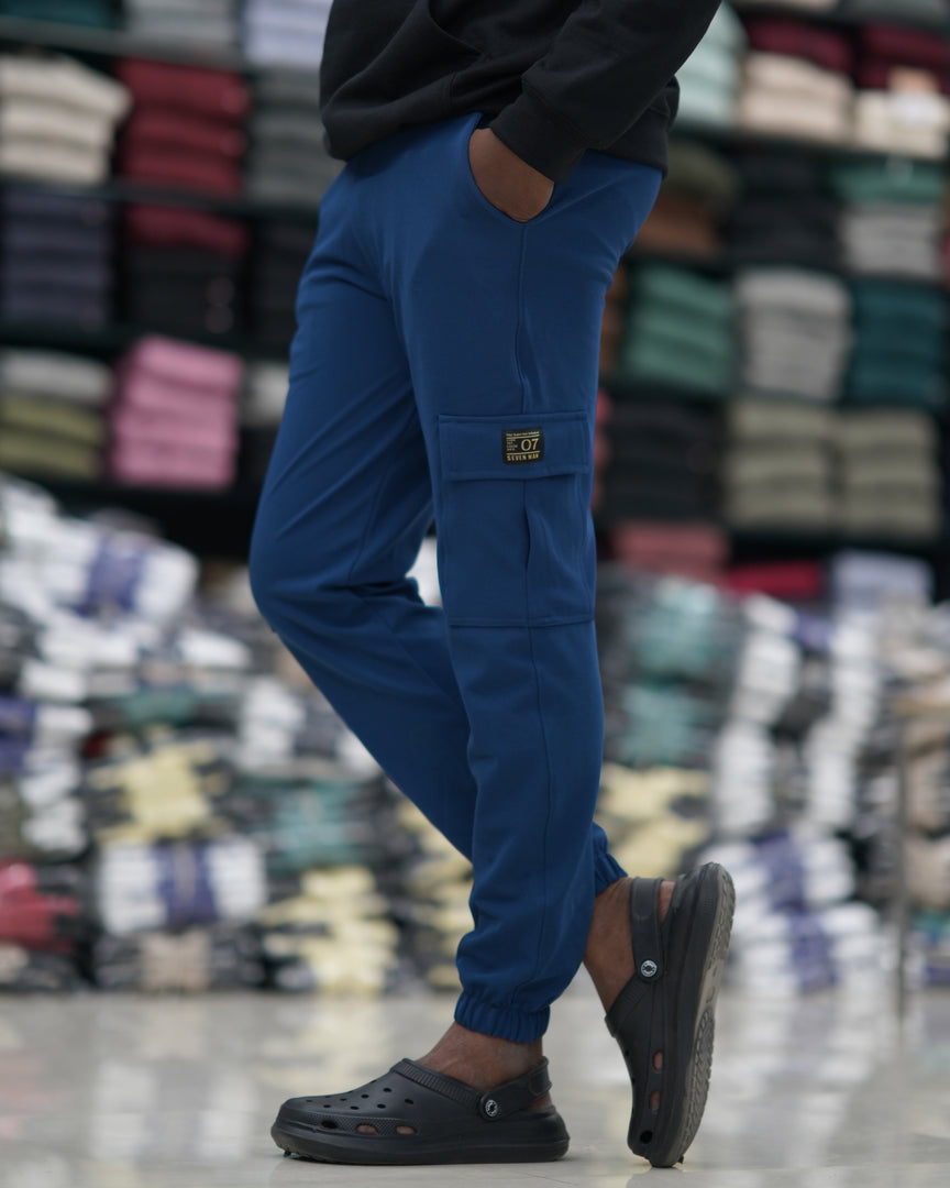 Ottaman Cargo Track Pants for Men – Utility Joggers & Streetwear - PETROL BLUE-Track Pant-7 Man