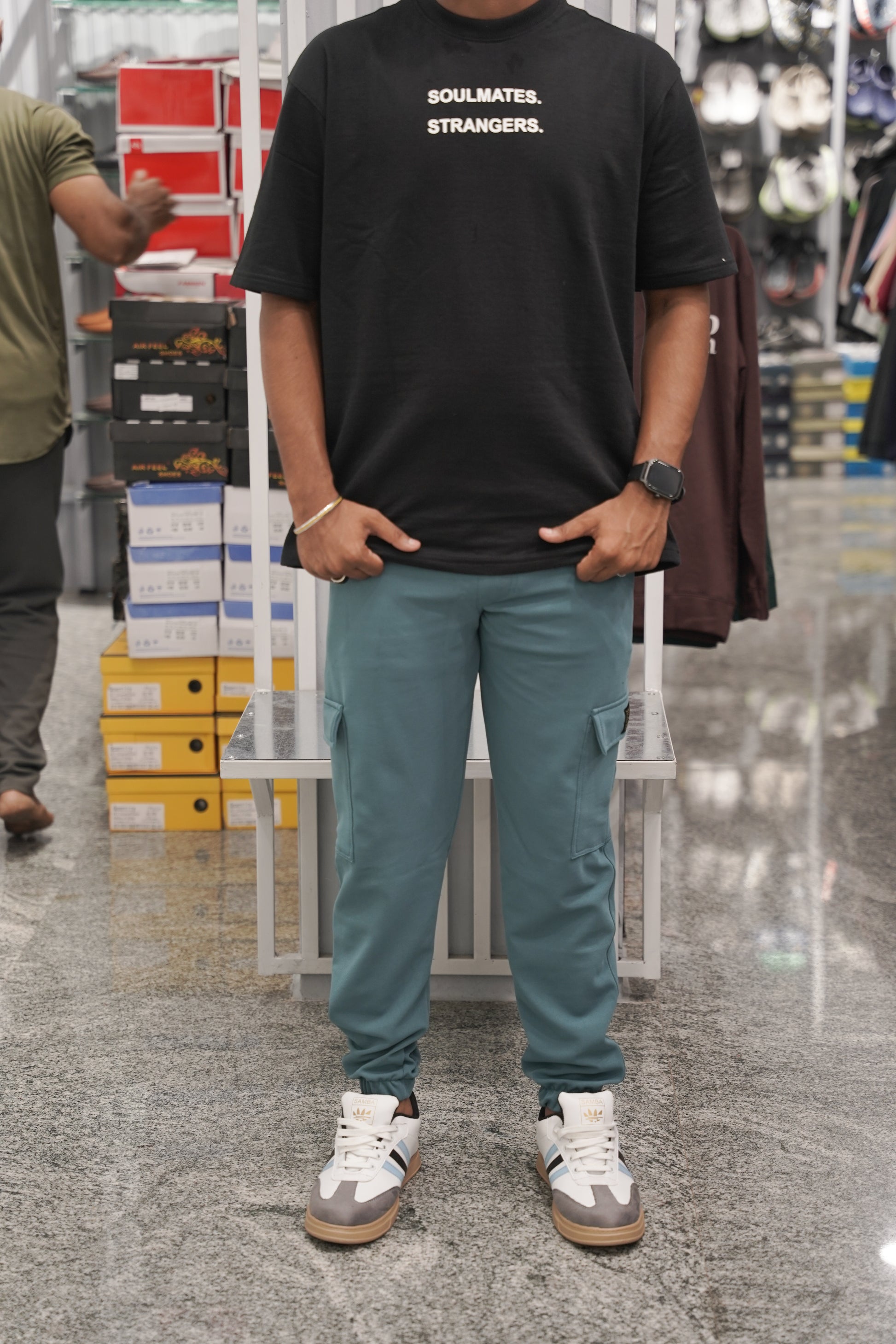 Regular Fit Mens Ottaman Cargo Track - Steel Blue-7 Man