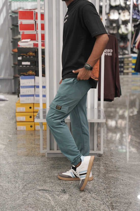 Regular Fit Mens Ottaman Cargo Track - Steel Blue-7 Man
