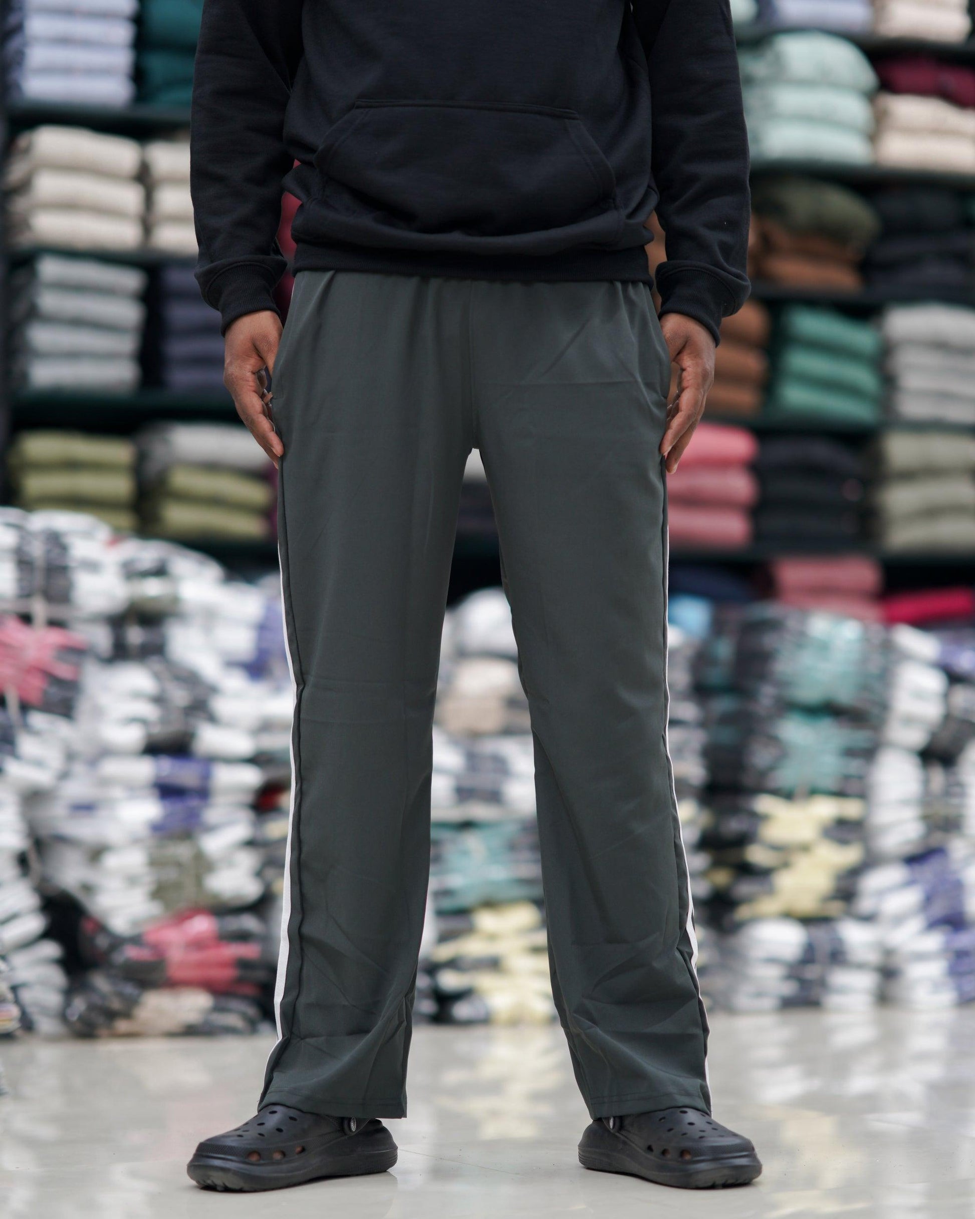 Regular Wear Triple Stripe Mens Street Baggy Pant - Grey