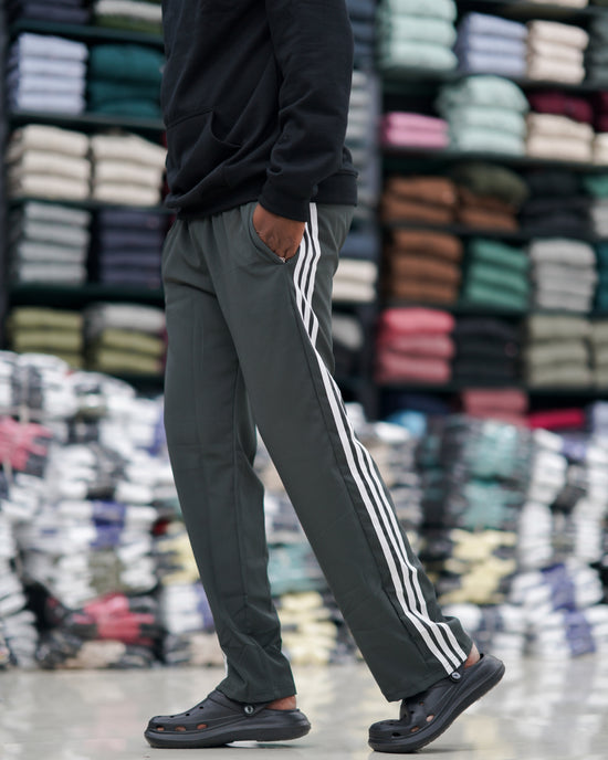 Regular Wear Triple Stripe Mens Street Baggy Pant - Grey