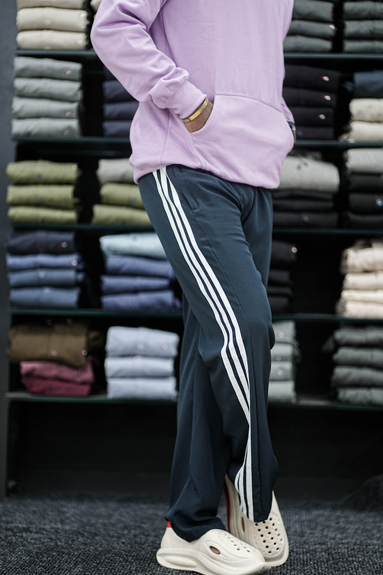 Men's Blue Triple-Stripe Track Pants – Sporty & Stylish Comfort