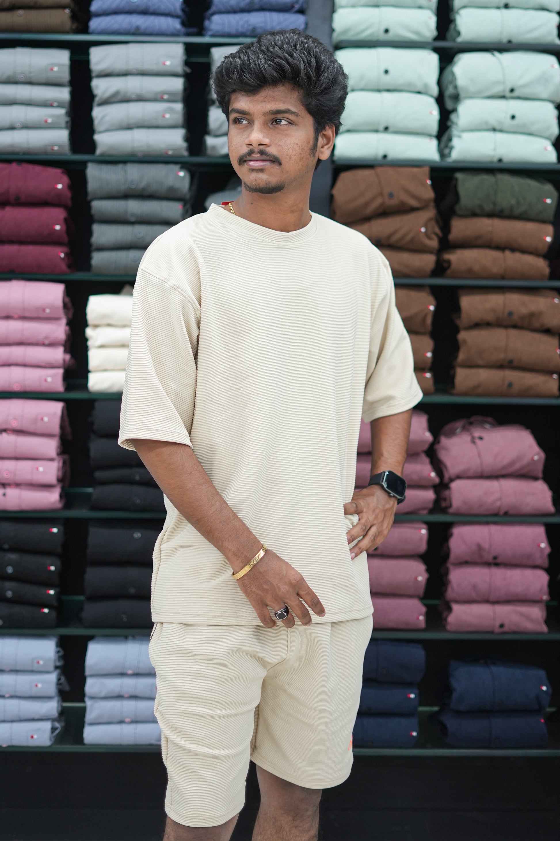 STRIPED LINE CO-ORD SETS T-SHIRT AND SHORTS - SANDLE-7 Man