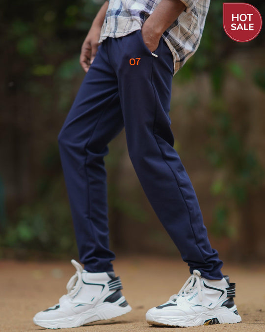 TRENDY MEN'S OTTAMAN TRACK PANT-NAVY BLUE – alternate view – 7MAN India
