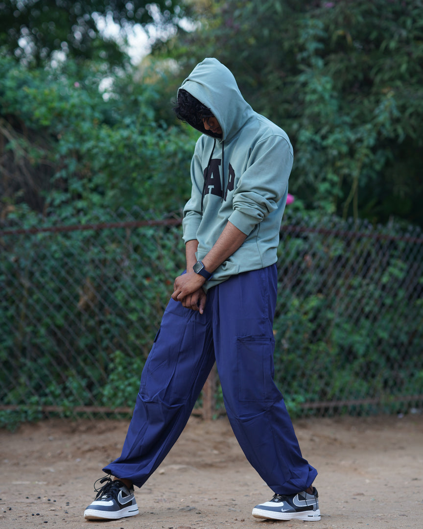 Trendy Men's PARACHUTE BAGGY-NAVY BLUE-cargo pant-7 Man