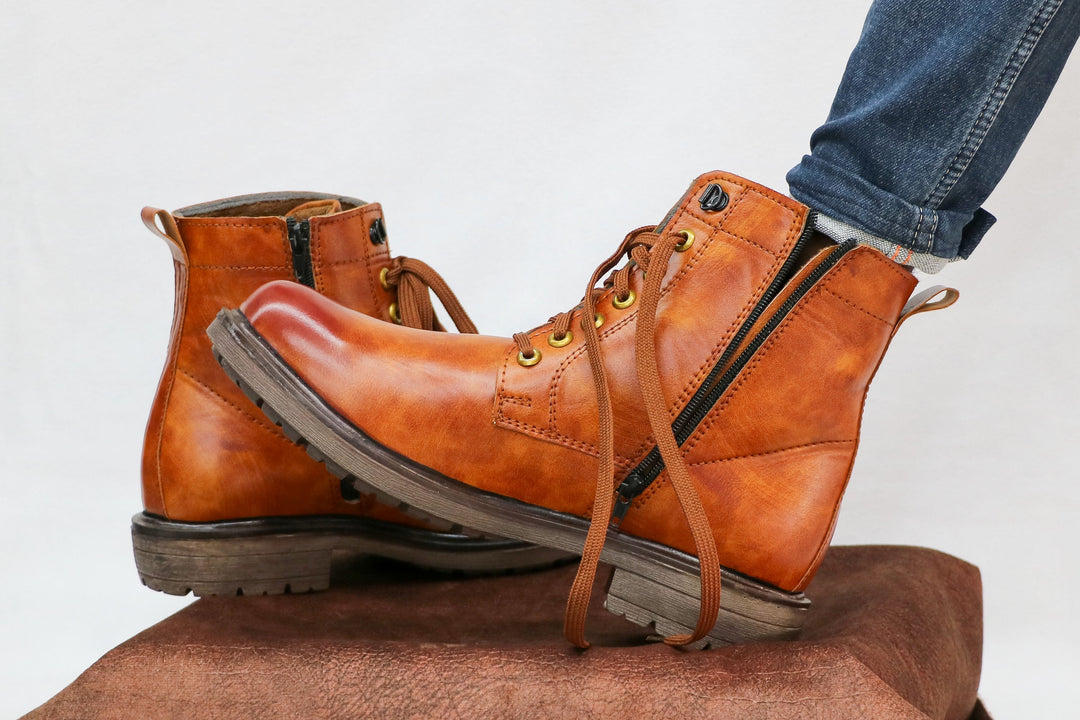 Brown Boot Shoe with Zip Lock for Mens