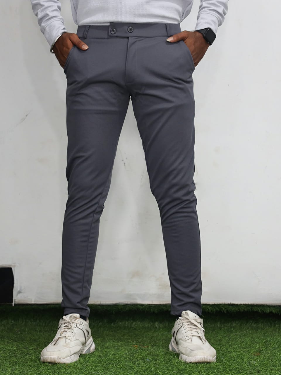 Men Plain Imported 4way lycra trousers For Pant