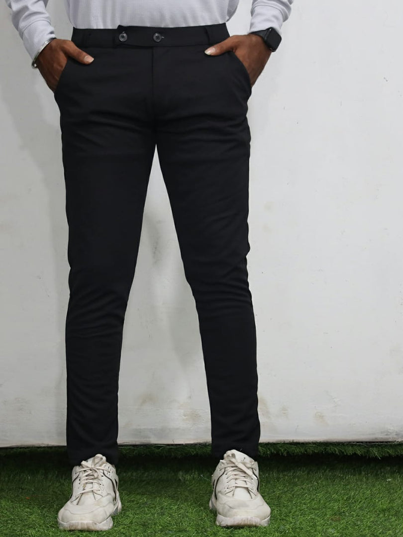 Track Pants For Men & Boys, Stylish Soft Lycra Pants (Light Grey+Black)